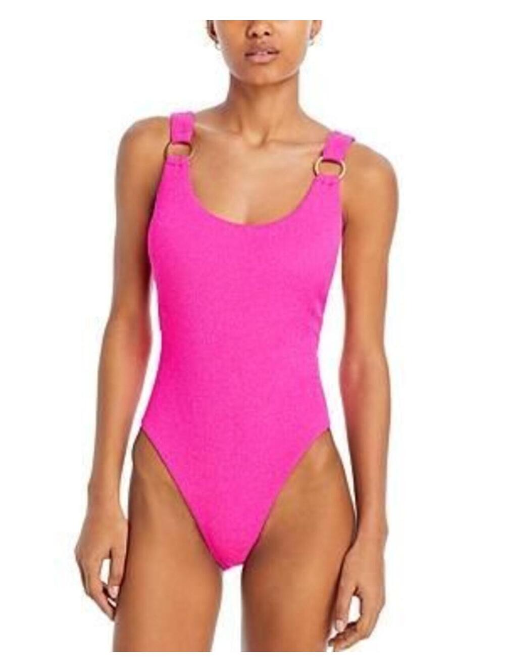 Aqua O-Ring Metallic Crinkle One Piece Swimsuit - Exclusive